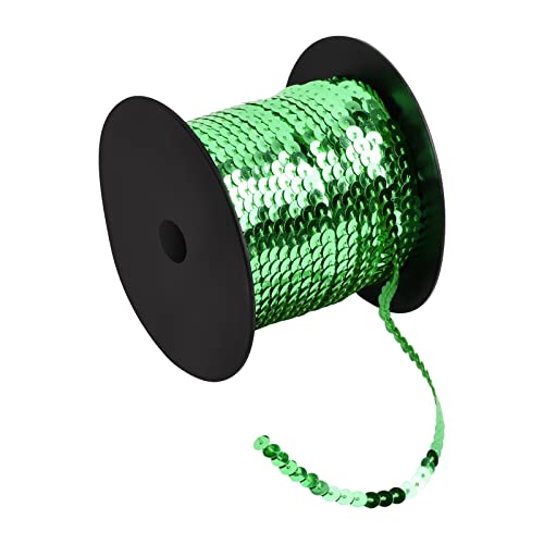 100 Yards Pailletten Rolle, 6mm Bunte Paillette Trim, Flache Glitzerborte für DIY Handwerk, Pailletten Bänder für Kleid Dekorieren Schmuck Ornament Stirnband Tanzbekleidungen Armband (Dunkelgrün) von Daelesr