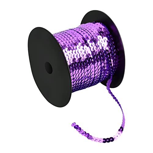 100 Yards Pailletten Rolle, 6mm Bunte Paillette Trim, Flache Glitzerborte für DIY Handwerk, Pailletten Bänder für Kleid Dekorieren Schmuck Ornament Stirnband Tanzbekleidungen Armband (Dunkelviolett) von Daelesr