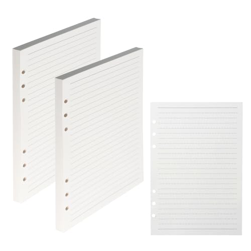 2 Packungen A5 Nachfüllbares Papier, 160 Blätter A5 Refill Paper Nachfüllpapier, 6 Löcher Nachfülleinlagen Loose Notizpapier, Ringbucheinlagen für Binder Notizbuch Tagebuch, Linie von Daelesr