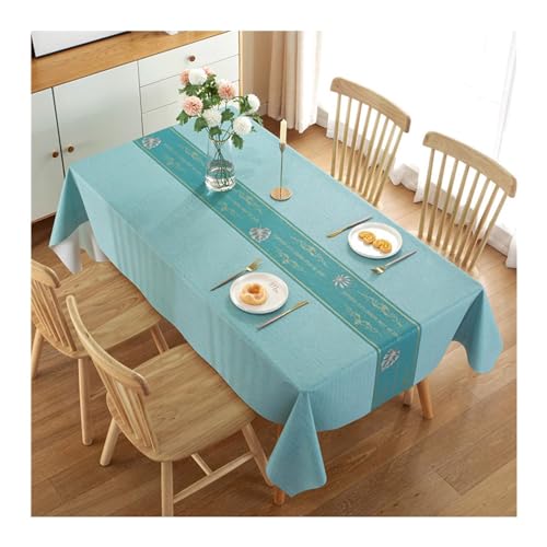 Daesar Tischtuch 137x200CM, Tischdecken Outdoor Eckig Bedruckt mit Blätter Muster Modern Tafeldecken Tischdecke Abwaschbar für Draußen Wetterfest Blaugrün von Daesar