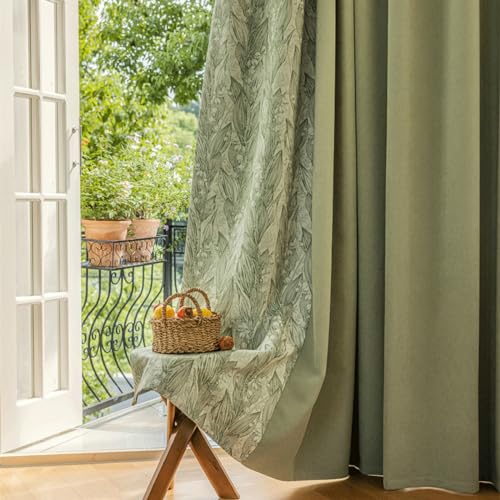 Daesar Vorhänge Verdunklung 2er Set, Gardinen mit Ösen Blickdicht 140x215CM Verbinden Landhausstil mit Blumen Motiv Verdunkelungsvorhänge Kinderzimmer Gardinen Junge von Daesar