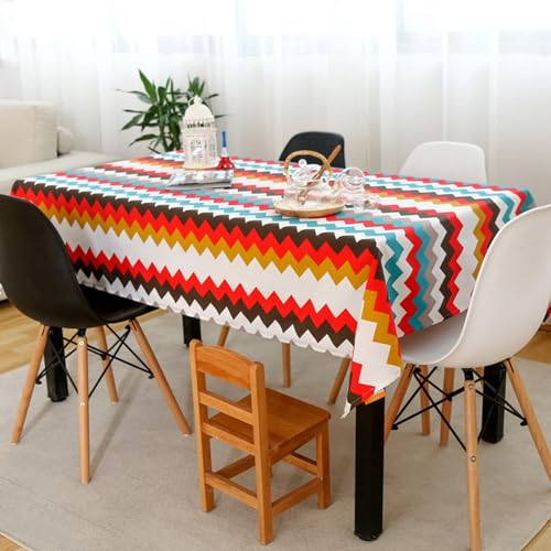 Tischdecke Outdoor Wetterfest, Tischtuch 40x60CM mit Bunten Wellen Muster Tischdecken Abwaschbar für Draußen Party Garten von Daesar