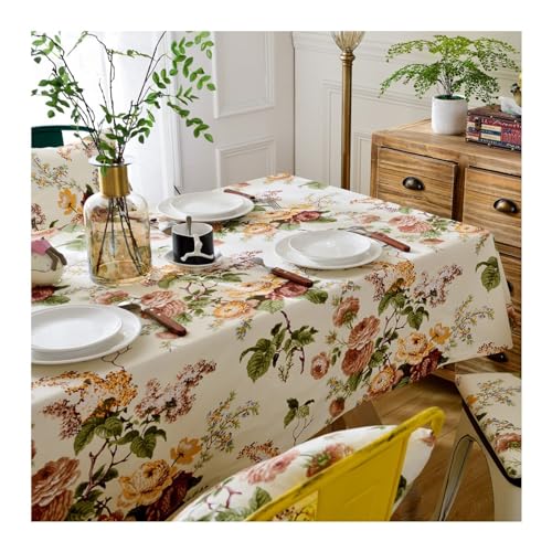Tischdecken Abwaschbar, Tischtuch Outdoor 135x300CM Landhausstil Bedruckt mit Blumen Muster Tafeldecke Tischdecke für Draußen Wetterfest von Daesar