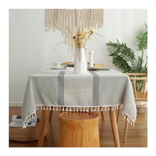 Tischdecken Abwaschbar 140x240CM, Tischtuch Outdoor Wetterfest mit Grau Gestreift Muster Modern Tischdecken für Draußen Party Garten von Daesar