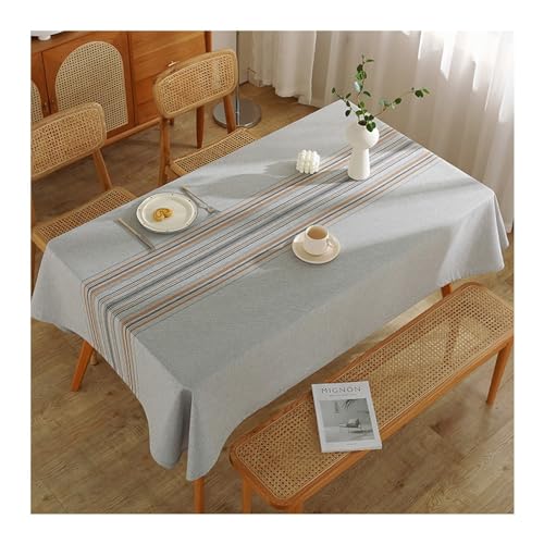 Tischdecken Abwaschbar 140x300CM, Tischtuch Outdoor Wetterfest mit Streifen Muster Modern Tischdecken für Draußen Party Garten Grau von Daesar