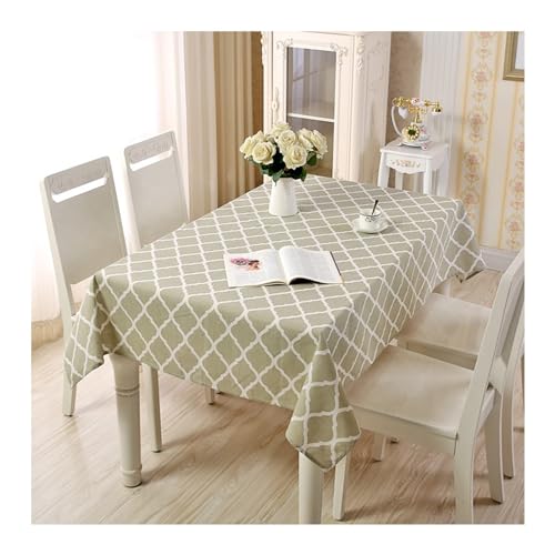 Tischdecken für Draußen, Tischtuch Outdoor Wetterfest 100x140CM Landhausstil mit Rhombus Muster Tischwäsche Tafeldecken Tischdecken Abwaschbar Grün von Daesar