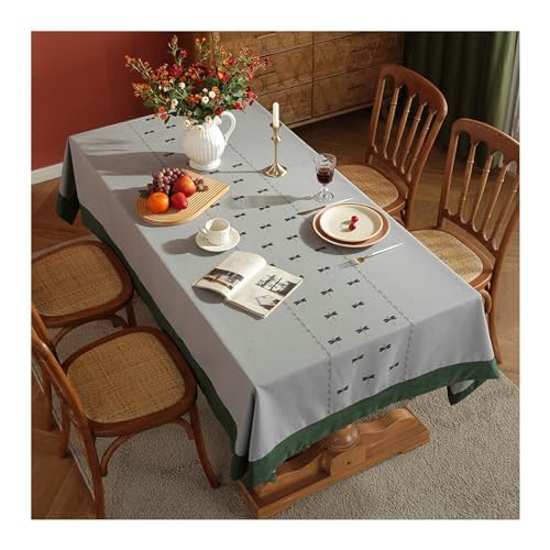 Tischtuch Outdoor 100x160CM, Tischdecke Abwaschbar Stickerei mit Libelle Motiv Landhausstil Tafeldecke Tischdecken für Draußen Garten Grau von Daesar