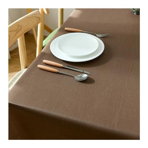 Tischtuch Outdoor Wetterfest, Tischdecke Quadratisch 90x90CM Einfarbig Modern Tischdecken Abwaschbar für Draußen Garten Braun von Daesar