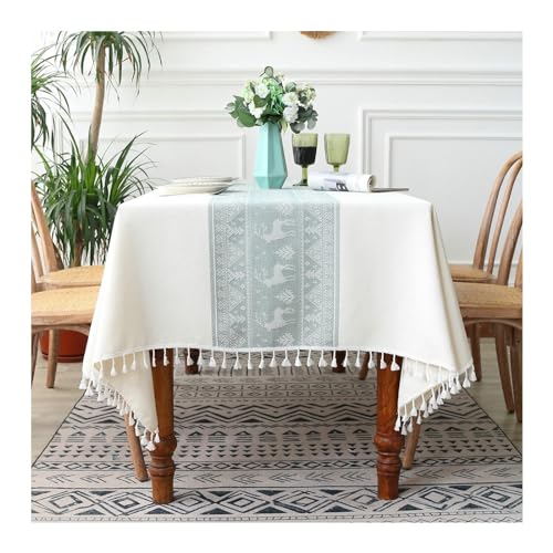 Tischtuch Polyester, Tischdecke 140x260CM Outdoor Bedruckt Weihnachten Motiv Weiß Tischdecken Abwaschbar für Draußen Garten von Daesar