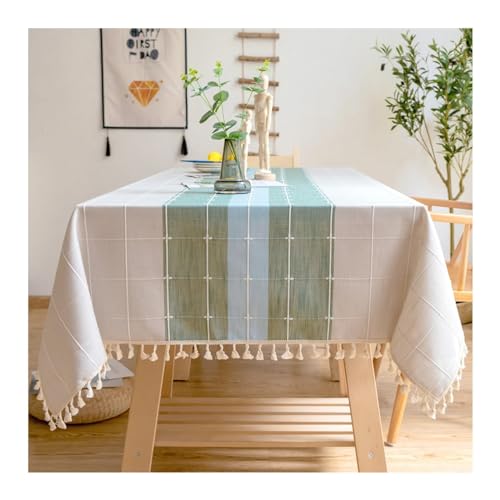 Tischtuch für Draußen Eckig 140x220CM, Tischdecken Outdoor Jacquard mit Kariert Muster Tischdecke Abwaschbar für Draußen Tricolor von Daesar