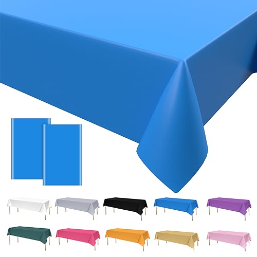 2PCS Party Tischdecke Blau,Geburtstag Tischdecke Blau Einweg Tischdecke aus Kunststoff Happy Birthday Tischtuch Bierbank Tischdecke für Party Picknick Geburtstags Hochzeiten 137 * 274cm von Dagelar