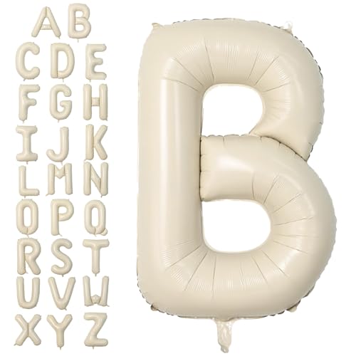 Buchstabe B Luftballon Beige,40 Zoll XXL Groß Sandweiß A-Z Alphabet Folienballon,Einzelne Aluminium B Wort Luftballons Helium für Geburtstag, Jahrestag, Baby Dusche, Hochzeit Party Supplies Deko von Dagelar