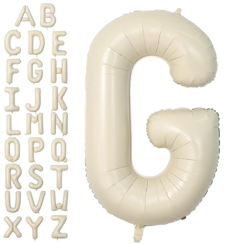 Buchstabe G Luftballon Beige,40 Zoll XXL Groß Sandweiß A-Z Alphabet Folienballon,Einzelne Aluminium G Wort Luftballons Helium für Geburtstag, Jahrestag, Baby Dusche, Hochzeit Party Supplies Deko von Dagelar