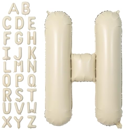 Buchstabe H Luftballon Beige,40 Zoll XXL Groß Sandweiß A-Z Alphabet Folienballon,Einzelne Aluminium H Wort Luftballons Helium für Geburtstag, Jahrestag, Baby Dusche, Hochzeit Party Supplies Deko von Dagelar