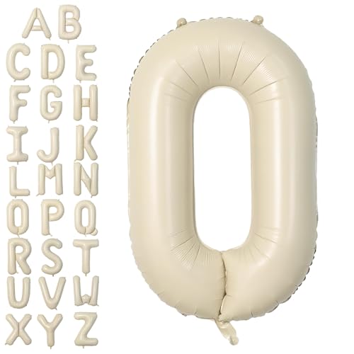 Buchstabe O Luftballon Beige,40 Zoll XXL Groß Sandweiß A-Z Alphabet Folienballon,Einzelne Aluminium O Wort Luftballons Helium für Geburtstag, Jahrestag, Baby Dusche, Hochzeit Party Supplies Deko von Dagelar