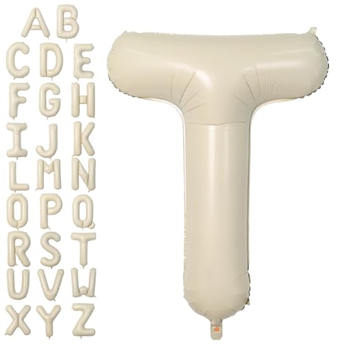 Buchstabe T Luftballon Beige,40 Zoll XXL Groß Sandweiß A-Z Alphabet Folienballon,Einzelne Aluminium T Wort Luftballons Helium für Geburtstag, Jahrestag, Baby Dusche, Hochzeit Party Supplies Deko von Dagelar