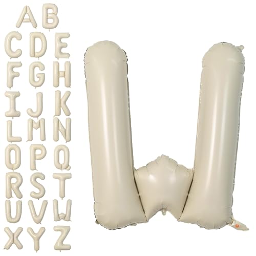 Buchstabe W Luftballon Beige,40 Zoll XXL Groß Sandweiß A-Z Alphabet Folienballon,Einzelne Aluminium W Wort Luftballons Helium für Geburtstag, Jahrestag, Baby Dusche, Hochzeit Party Supplies Deko von Dagelar