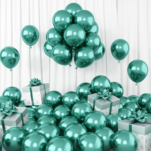 Dagelar Luftballons Metallic Grün, 60 Stück 5 Zoll Chrom Dunkelgrün Party Glänzende Ballons, Mini Metallisches Grün Helium Ballon für Geburtstag Hochzeit Babyparty Abschluss Karneval Weihnachts Deko von Dagelar