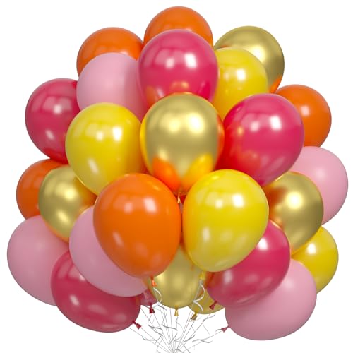 Luftballons Rosa Orange, 60 Stück Hot Pink Pastel Pink Gelb Orange Latex Ballon mit Metallisches Gold Helium Ballons für Mädchen Frau Geburtstag Hochzeit Brautdusche Baby Party Dekorationen von Dagelar