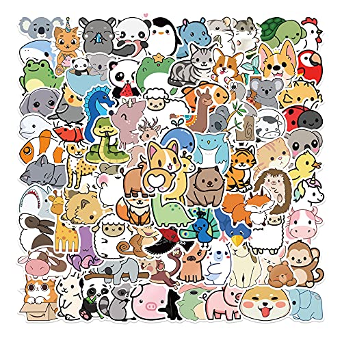 Gemischte Tier Aufkleber Sets 100 Stück, Katze, Hund, Tiger, Elefant, Panda, Aufkleber, Vinyl,Cartoon-Aufkleber für Erwachsene, Teenager, Mädchen, Jungen, Kleinkinder, Kinder, für Journaling von Dagmar