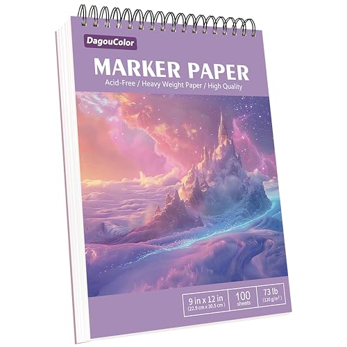 DagouColor 100 Blätter Marker Papier für Alkoholmarker, 9 "x12" Reißbares Anti-Penetration Zeichenbuch, Doppelseitiges Säurefreies Spiral-gebundenes Skizzenbuch für Künstler Kinder Erwachsene DagouColor 100 Blätter Marker Papier für Alkoholmarker, 9 "x12" Reißbares Anti-Penetration Zeichenbuch, Doppelseitiges Säurefreies Spiral-gebundenes Skizzenbuch für Künstler Kinder Erwachsene von DagouColor