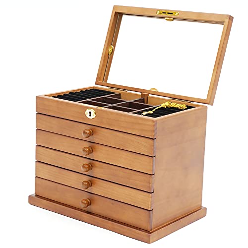 SchmuckkäSten SchmuckschräNke Schmuckschatullen Schmuckkasten Aus Holz SchmuckkäStchenaufbewahrungsbox HöLzerne Schmuckkoffer SchmuckkäStchen Organizer Schubladenbox Schmuckschatulle 6Schichten von DaiJiubu