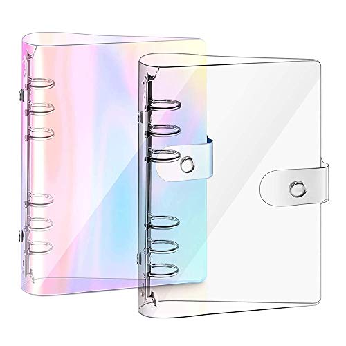 Daijianbin 2 StüCk A6 6-Ring Regenbogen Klar PVC Binder Deckel NachfüLlbarer Notizbuch Binder Schutz Lose Blatt Planer Binder Deckel Mehrfarbig von Daijianbin