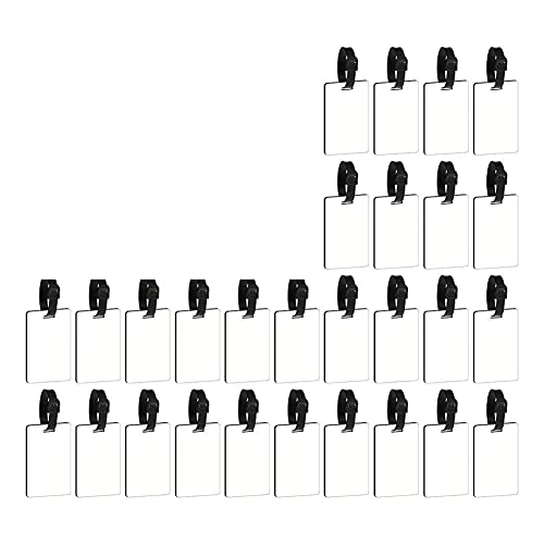 Daijianbin 30 Stück Weiße, Leere Reisetaschen-Gepäckanhänger mit Riemen, Doppelseitiger MDF-Kofferetikettenanhänger mit Schlitzen von Daijianbin