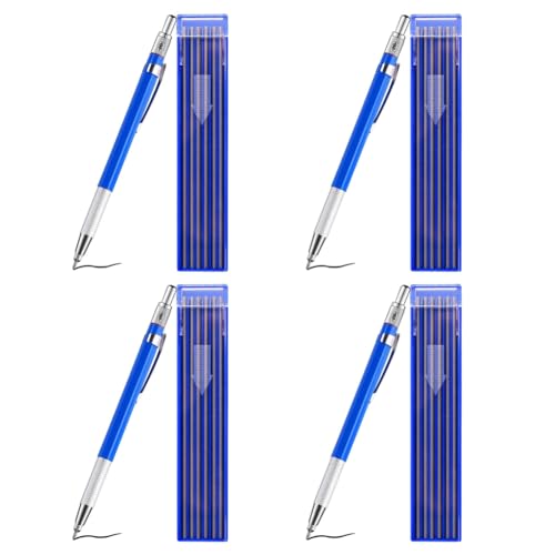 Daijianbin 4X Silber Schweißer Bleistift mit 48 Stück Runden Silberminen, Metall Marker Stift Metall Karbid Mechanischer Druckbleistifte von Daijianbin