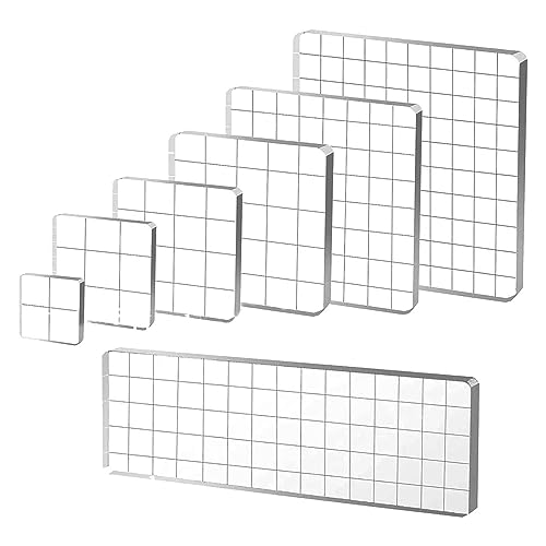 Daijianbin 7 StüCk Acryl-StempelblöCke, Transparente StempelblöCke AcrylblöCke für Stempelwerkzeuge Set mit Dekorativem Raster von Daijianbin