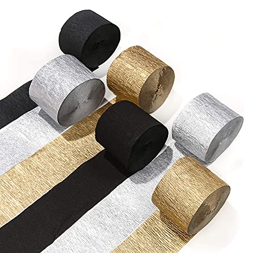 Daijianbin Krepppapier Luft Schlangen 12 StüCke Gold Luft Schlangen, Silber und Schwarze Luft Schlangen Dekorationen für Geburtstags Feier Hochzeit von Daijianbin