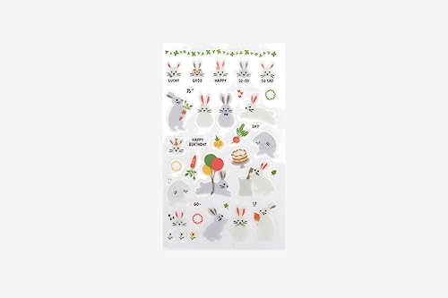 Dailylike Aufkleber PVC Daily Sticker Rabbit Formen und Designs sortiert 9 x 18,5 cm. von Dailylike