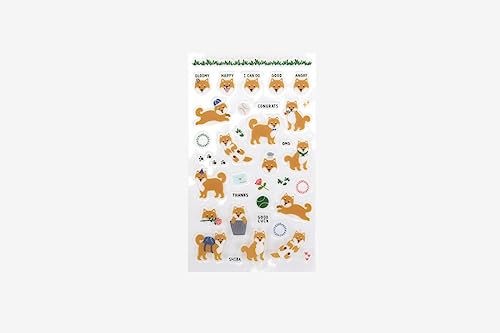 Dailylike Aufkleber PVC Daily Sticker Shiba verschiedene Formen und Designs, 9 x 18,5 cm. von Dailylike