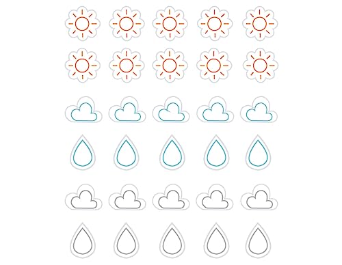 Dailylike Aufkleber Wetterpapier Linie 01 auf Blättern, Durchmesser 10 mm, 4 Blatt von Dailylike