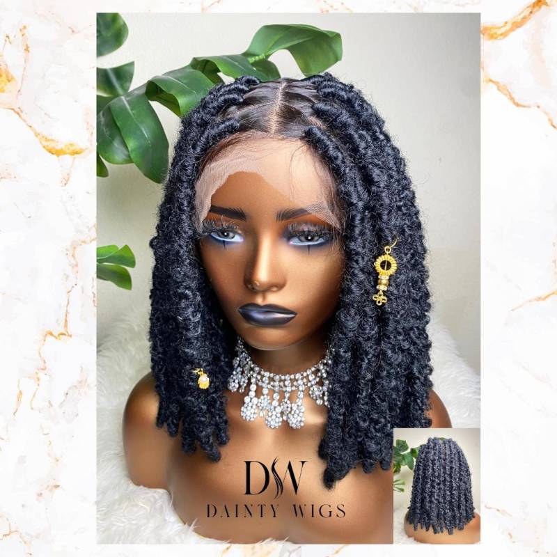 Kurze Schmetterlings-Locken Perücke | Bob Schmetterling Locs Geflochtene Perücken - 13x4 Frontal Sofort Lieferbar von DaintyWigs