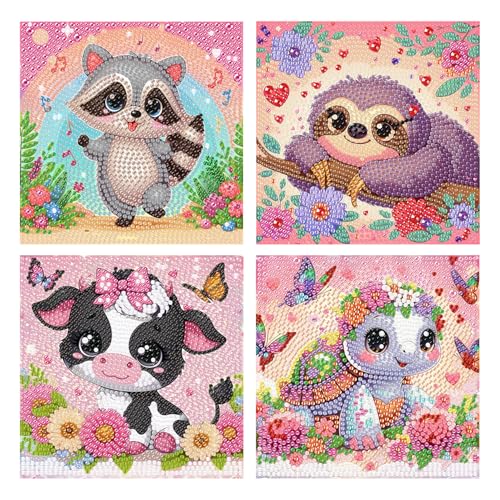 4 Pack Diamond Painting Kinder, 5D Diamant Painting Bilder Kinder, DlY Cartoon Diamond Painting Set, Geeignet für dieMobeldekoration 15x15cm von Daisen Art