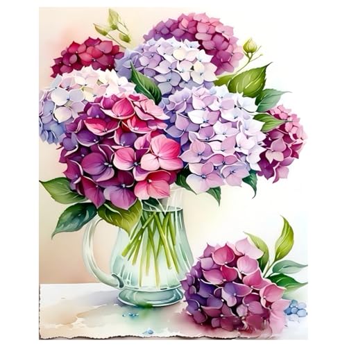 Blumen Malen Nach Zahlen, Hortensie Malen Nach Zahlen Erwachsene, Paint by Numbers Adult für Geschenk und Home Decor 40x50cm Rahmenlos von Daisen Art