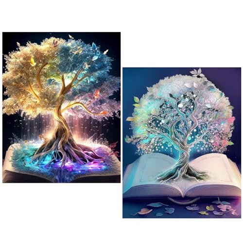 Daisen Art 2 Pack Diamond Painting Kits,Tree fo Life Diamant Painting Erwachsene,DIY 5D Tree Diamont Painting Set for Gift Home Wall Decor(30x40cm) von Daisen Art