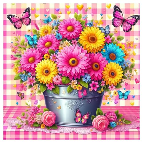 Daisen Art Blumen Diamond Painting Erwachsene, Blumen Diamant Painting Bilder, 5D Diamond Painting Blumen, Geeignet als Wanddekoration für Zuhause 30x30cm von Daisen Art