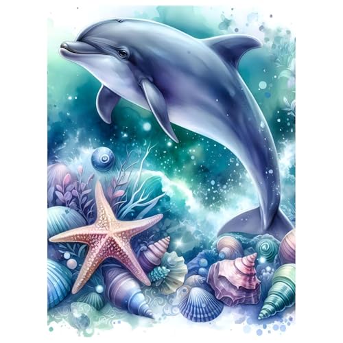 Daisen Art Diamond Painting Delfin - Diamant Painting Bilder, Diamond Painting Erwachsene Tiere für Geschenk und Zuhause Wanddekoration 30x40cm von Daisen Art