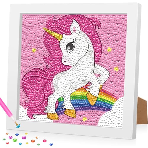 Daisen Art Einhorn Diamond Painting Kinder with Frame,5D Einhorn Damond Painting für Kinder Mädchen,Diamant Painting Bilder Kinder for Gift Home Wall Decor 18x18 cm von Daisen Art