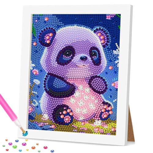 Daisen Art Panda Diamond Painting Kinder with Frame,Full Diamant Painting Bilder Kinder,Panda 5D Diamond Painting,Diamond Painting Kinder ab 4 6 8 10 12,18x22cm von Daisen Art