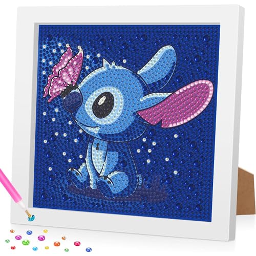 Daisen Art Stitch Diamond Painting with Frame Stitch 5D DIY Diamont Painting Set,Stitch Diamond Painting Kinder, Diamond Painting Pictures Arts Craft for Home Wall Decor 18 * 18cm von Daisen Art