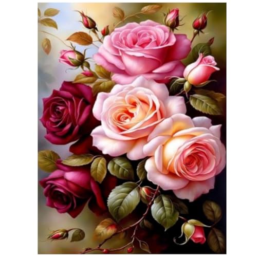 Diamond Painting Erwachsene, Rosa Diamant Painting Bilder Blumen, Diamond Painting Set für Erwachsene für Geschenk zur Heimdekoration 30x40cm von Daisen Art