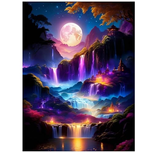 Diamond Painting Set, Mond Diamant Painting Bilder, 5D Diamond Painting, Geeignet als Wanddekoration für Zuhause 30x40cm von Daisen Art