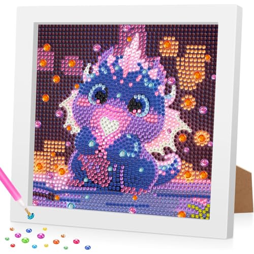 Drachen 5D Diamond Painting Kinder Tiere-Set Full Diamant Painting Bilder Kinder,DIY Mosaikherstellung Basteln Mädchen Junge 6 8 10 12,Geschenk Kinder Ab 6 Jahre,15x15cm von Daisen Art