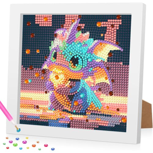 Drachen 5D Diamond Painting Kinder with Frame-Set Full Diamant Painting Bilder Kinder,DIY Mosaikherstellung Basteln Mädchen Junge 6 8 10 12,Geschenk Kinder Ab 6 Jahre,15x15cm von Daisen Art