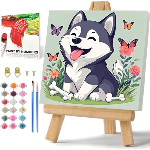 Hund Malen Nach Zahlen Kinder, Hund Malen Nach Zahlen mit Rahmen, Paint by Numbers Tiere, Hunds Malen Nach Zahlen ab 6 für Geschenk und Home Decor 20x20cm Hund Malen Nach Zahlen Kinder, Hund Malen Nach Zahlen mit Rahmen, Paint by Numbers Tiere, Hunds Malen Nach Zahlen ab 6 für Geschenk und Home Decor 20x20cm von Daisen Art