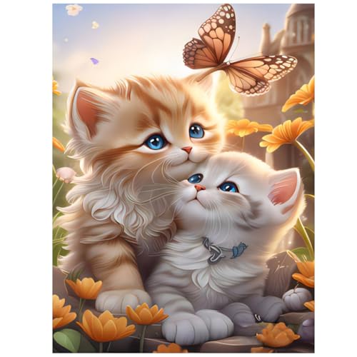 Katze Diamant Painting Bilder, Katze Diamond Painting Set, 5D Diamond Painting Erwachsene Katze, Geeignet als Wanddekoration für Zuhause 30x40cm von Daisen Art