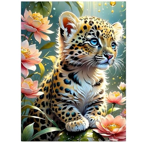 Leopard Diamond Painting Erwachsene Tiere Diamant Painting Bilder Leopard Diamond Painting Set für Wanddekoration Leopard 5D Diamond Painting Bilder für Erwachsene Anfänger 30x40cm von Daisen Art